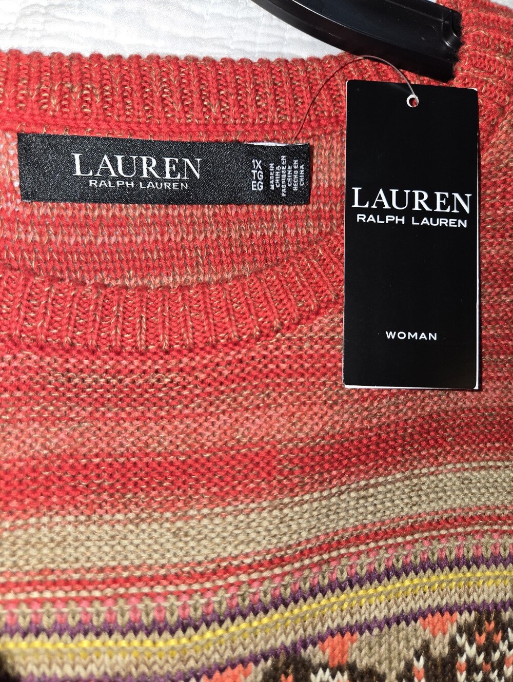 Lauren Ralph Lauren Geo-striped Short Sleeve Sweater, 1X - Picture 4 of 8